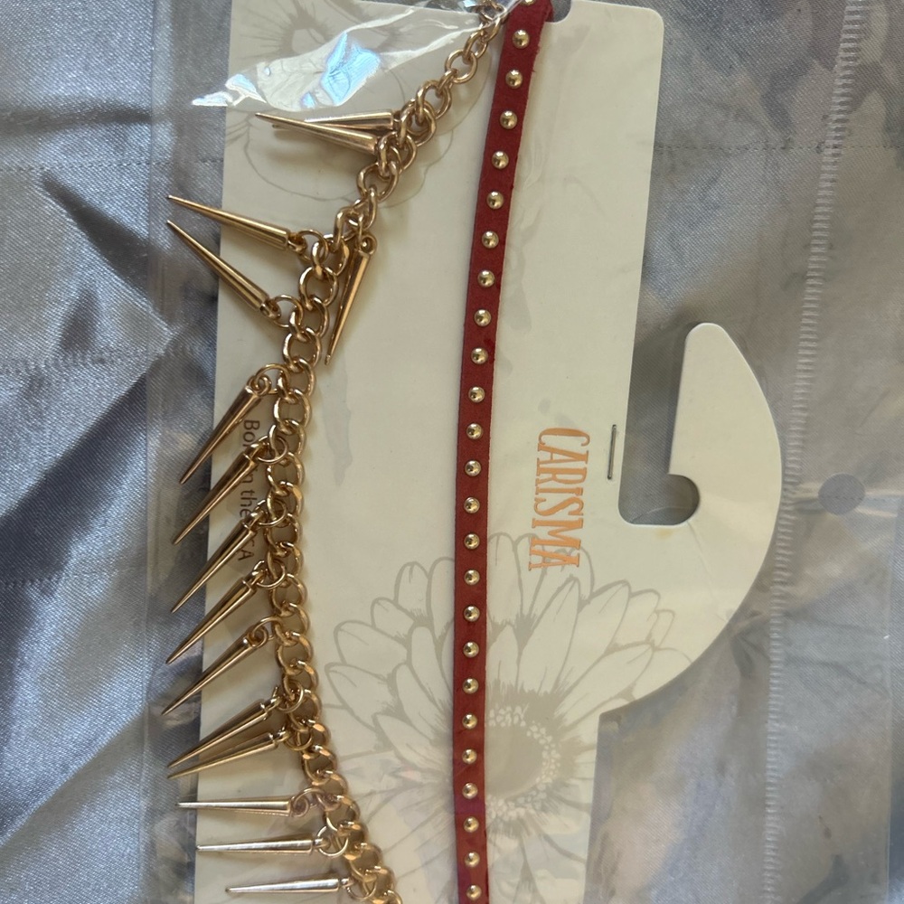 Charisma Red and Gold Studded chocker set.